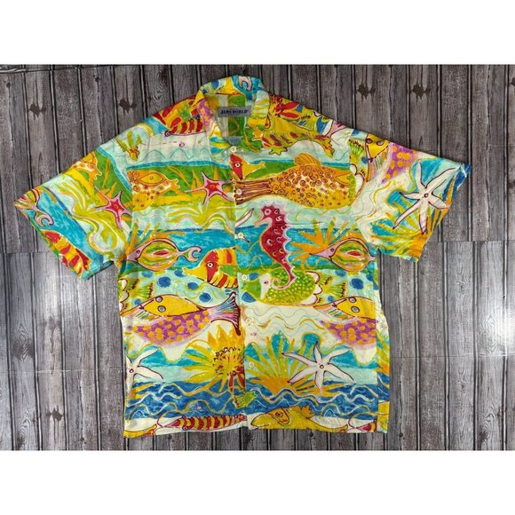 JAMS WORLD  Graphic Print Shirt Size L multicolor Hawaiian Vtg 80s 90s - Picture 1 of 5